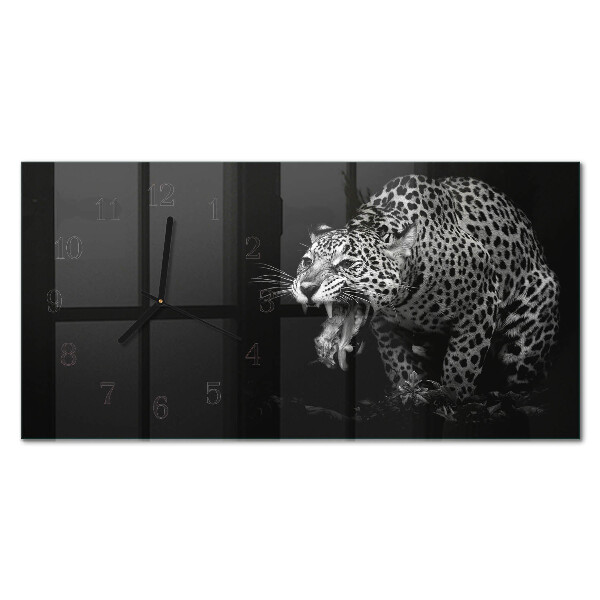 Horizontale glazen wandklok Amerikaanse Jaguar