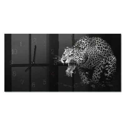 Horizontale glazen wandklok Amerikaanse Jaguar