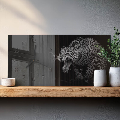 Horizontale glazen wandklok Amerikaanse Jaguar