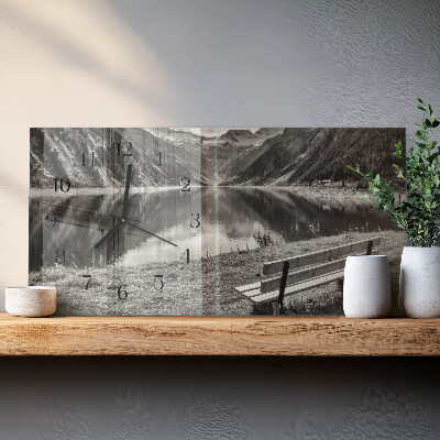 Rechthoekig klok glas met opdruk horizontaal Bergen in stilte