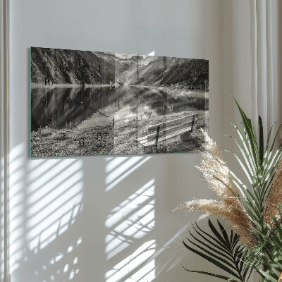 Rechthoekig klok glas met opdruk horizontaal Bergen in stilte
