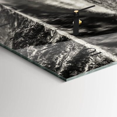 Rechthoekig klok glas met opdruk horizontaal Bergen in stilte