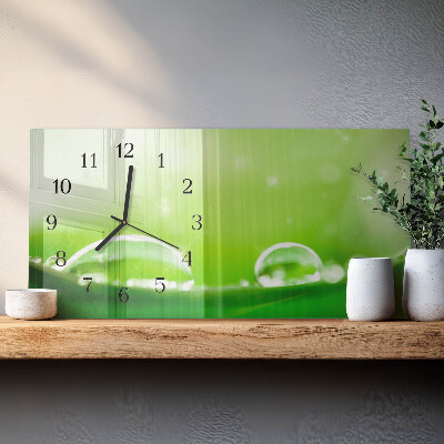 Rechthoekig klok glas met opdruk horizontaal Druppels op een blad
