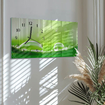 Rechthoekig klok glas met opdruk horizontaal Druppels op een blad
