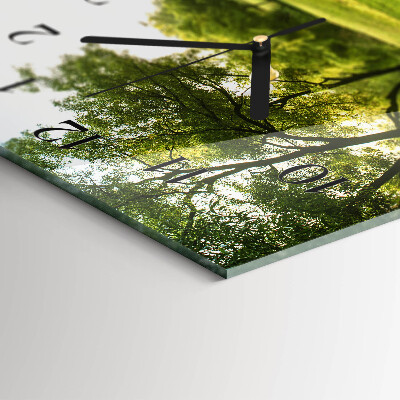 Wandklok glas langwerpig horizontaal Groene natuur
