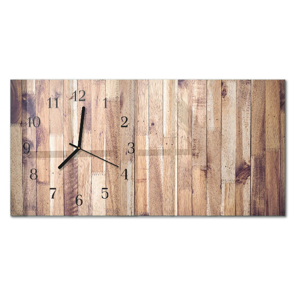 Horizontale wandklok glas Houten planken