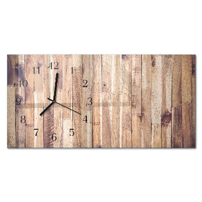Horizontale wandklok glas Houten planken