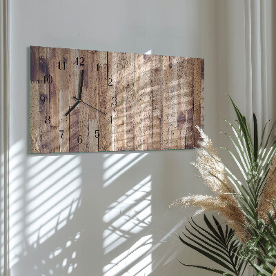 Horizontale wandklok glas Houten planken