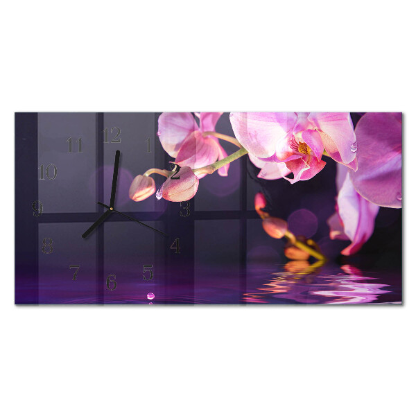 Glazen klok horizontaal Orchidee