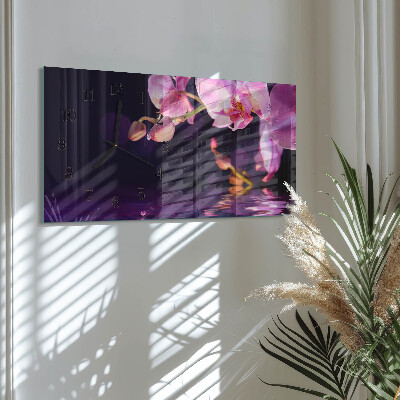 Glazen klok horizontaal Orchidee