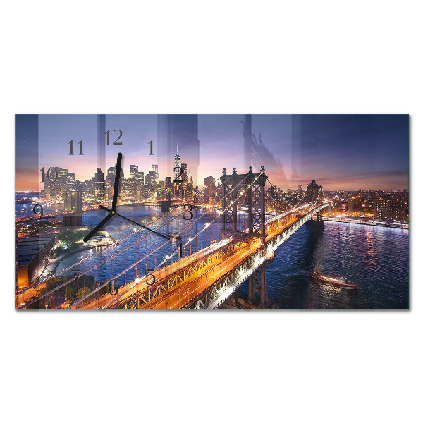 Rechthoekig klok glas met opdruk horizontaal New York