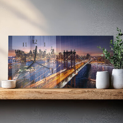 Rechthoekig klok glas met opdruk horizontaal New York
