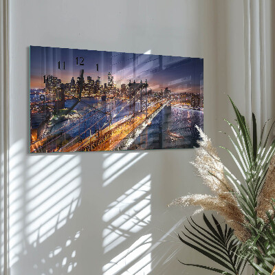 Rechthoekig klok glas met opdruk horizontaal New York