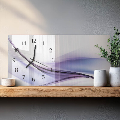Wandklok glas langwerpig horizontaal Kleurrijke golven