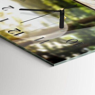 Horizontale wandklok glas Een kopje koffie