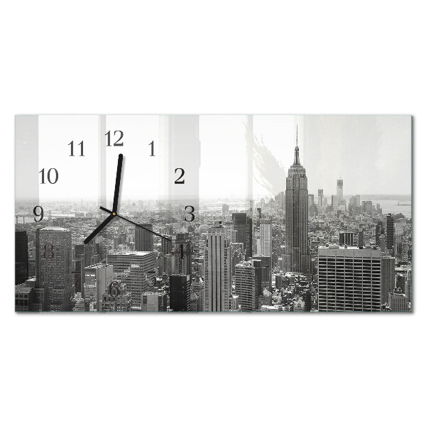 Wandklok glas langwerpig horizontaal New York Manhattan