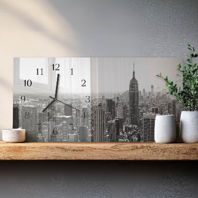 Wandklok glas langwerpig horizontaal New York Manhattan