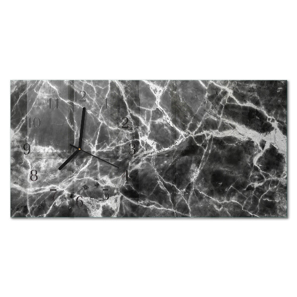 Horizontale wandklok glas Zwart marmer