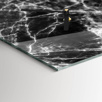 Horizontale wandklok glas Zwart marmer