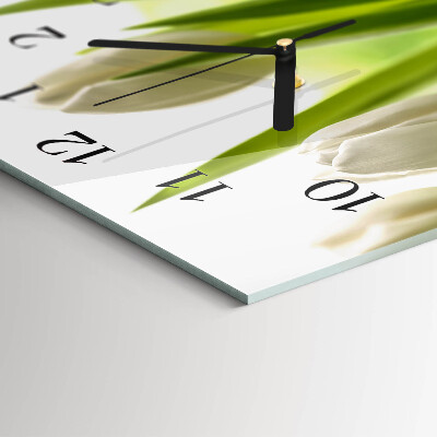 Rechthoekige glazen klok horizontaal Witte tulpen