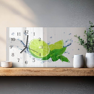 Horizontale glazen wandklok Citroen met munt