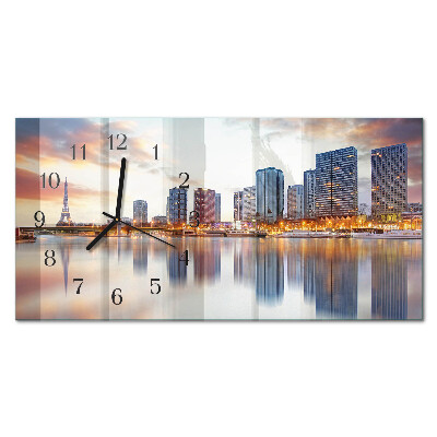 Rechthoekig klok glas met opdruk horizontaal Parijse avond