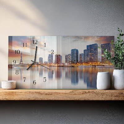 Rechthoekig klok glas met opdruk horizontaal Parijse avond