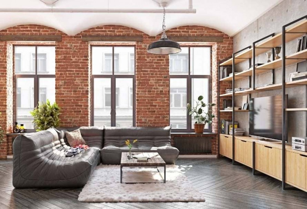 Woonkamer in loftstijl