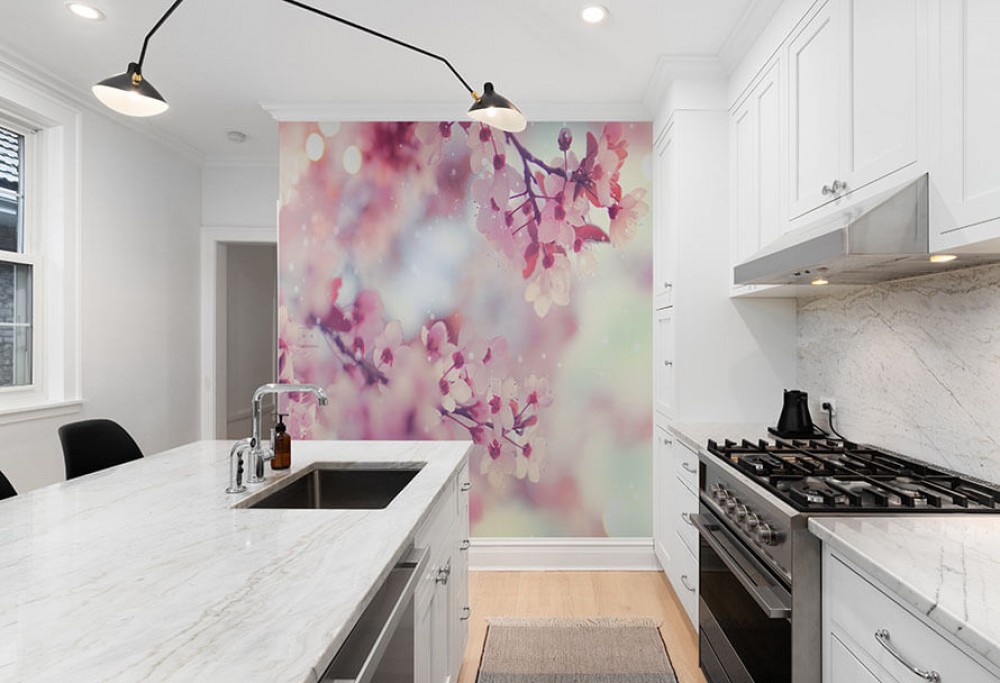 De muur in de keuken zonder renovatie